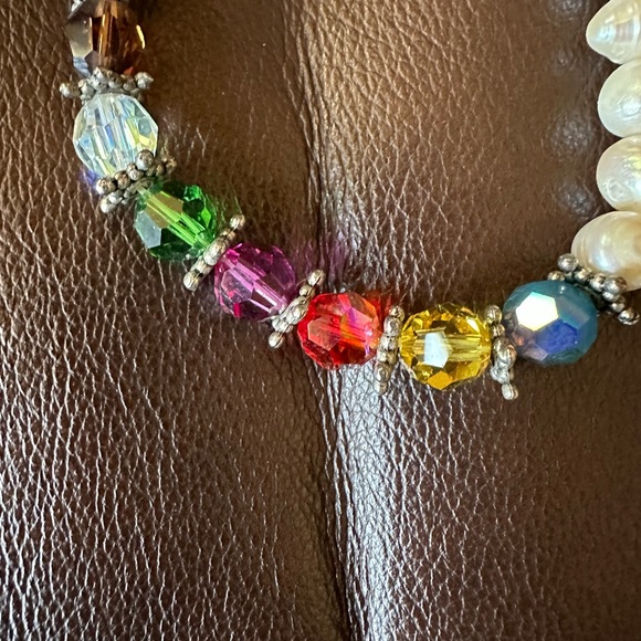 Swarovski handmade, colorful crystals faux pearls stretch bracelet. Never worn. - Picture 2 of 2